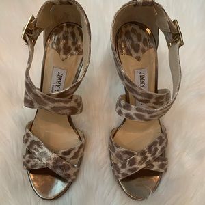 Jimmy Choo leopard sparkle sandal size 8 (38)